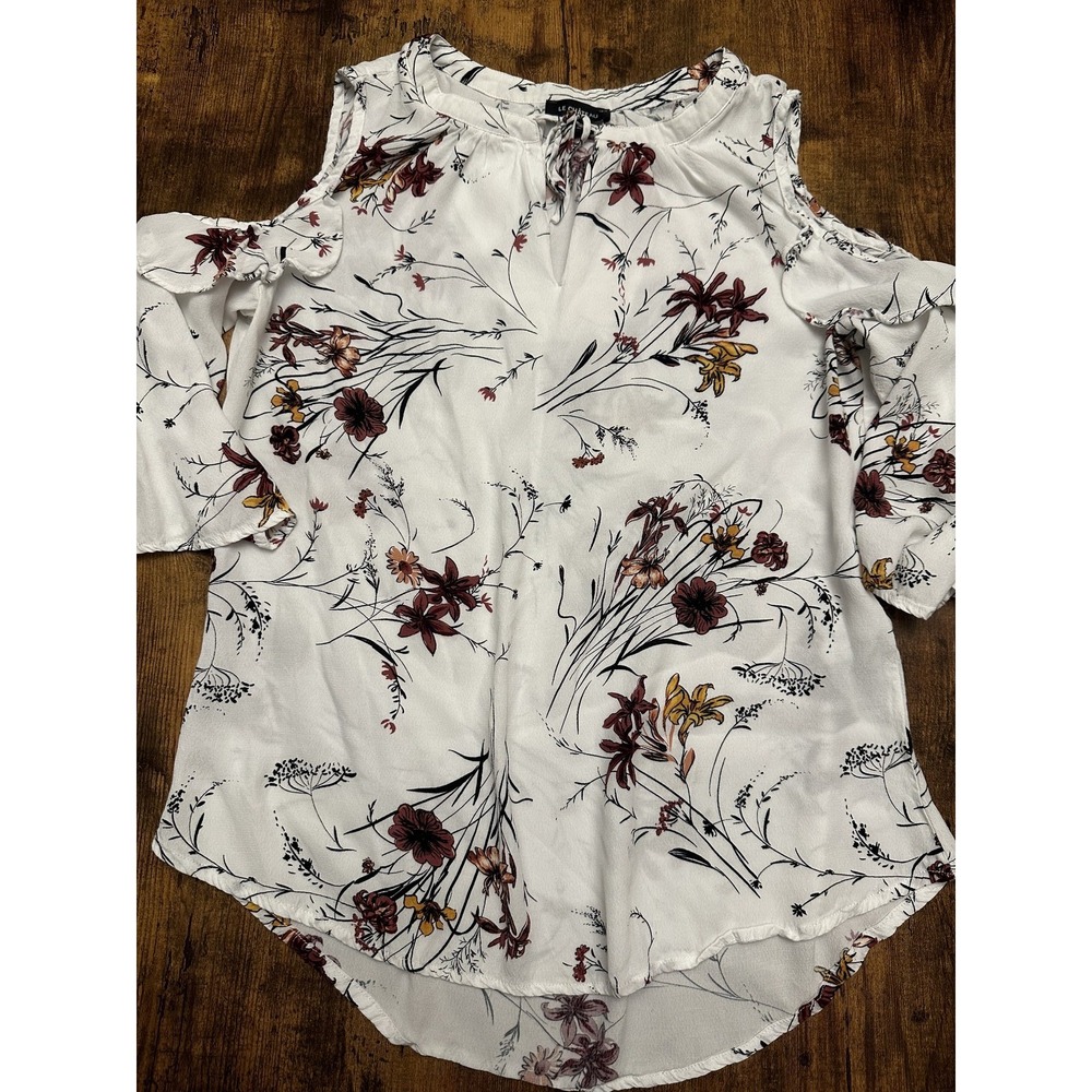 Le Château Floral Cold-Shoulder Blouse - Medium #136